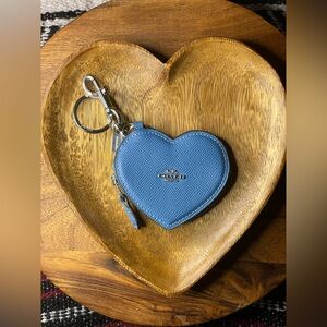 Coach Blue Heart-Shaped Coin Purse Keychain